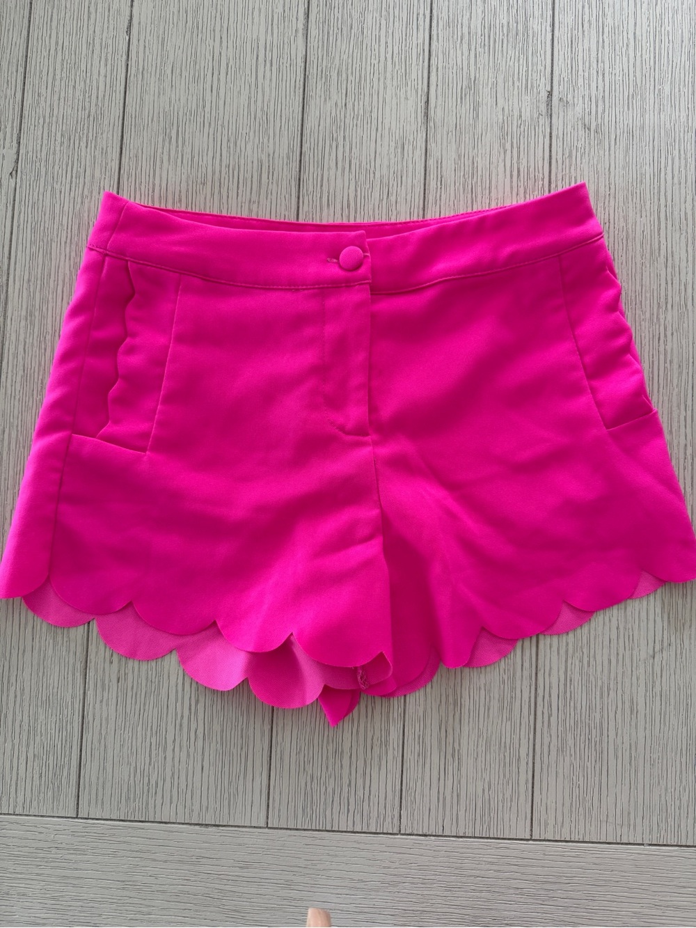 Annabella Hot Pink High-Waist Scalloped Shorts